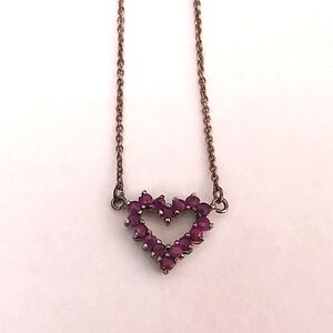Vintage Heart-Shaped Purple Stone Necklace
